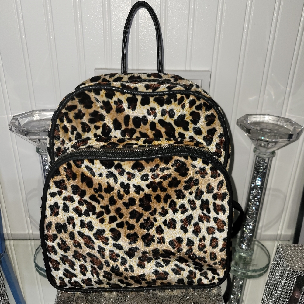 Euc Leopard Print Soft Plush Backpack - image 3